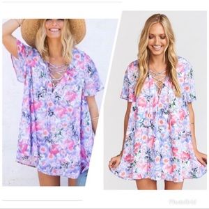 Show Me Your MuMu Kylie Lace Up Dress Floral L